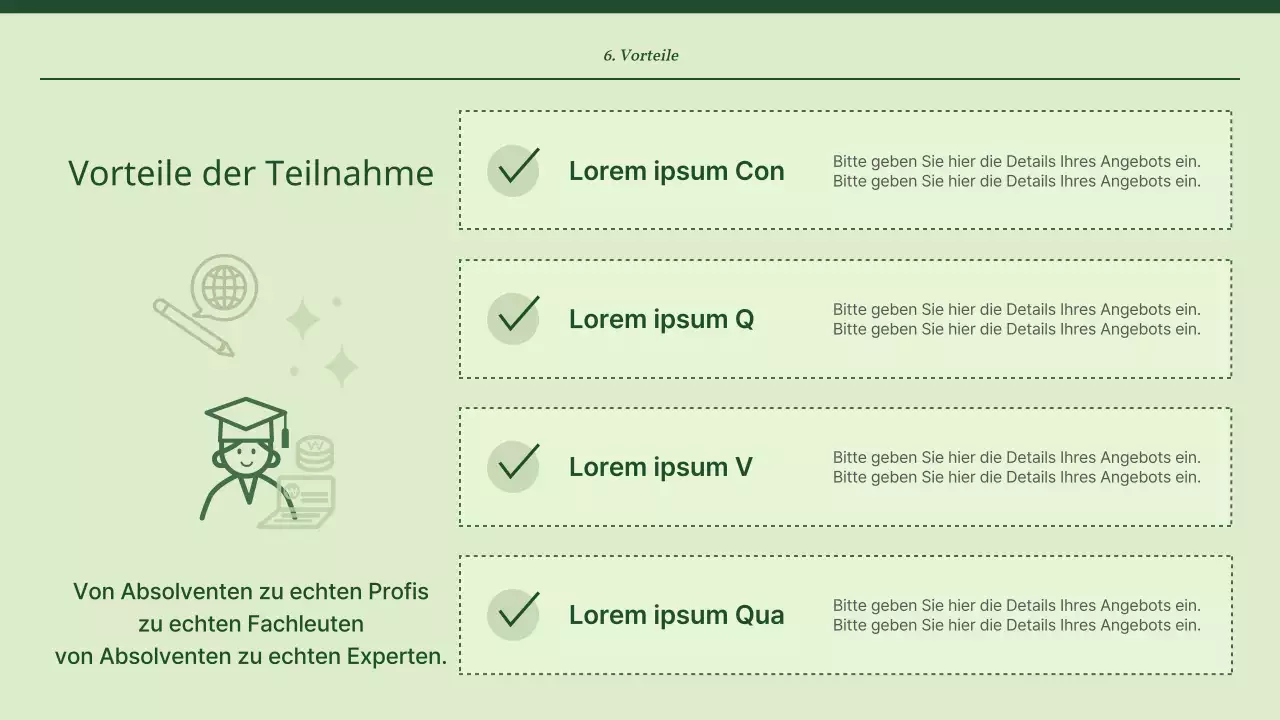 Einfache, grüne und minzige Schulungsmaterialien für Berater
