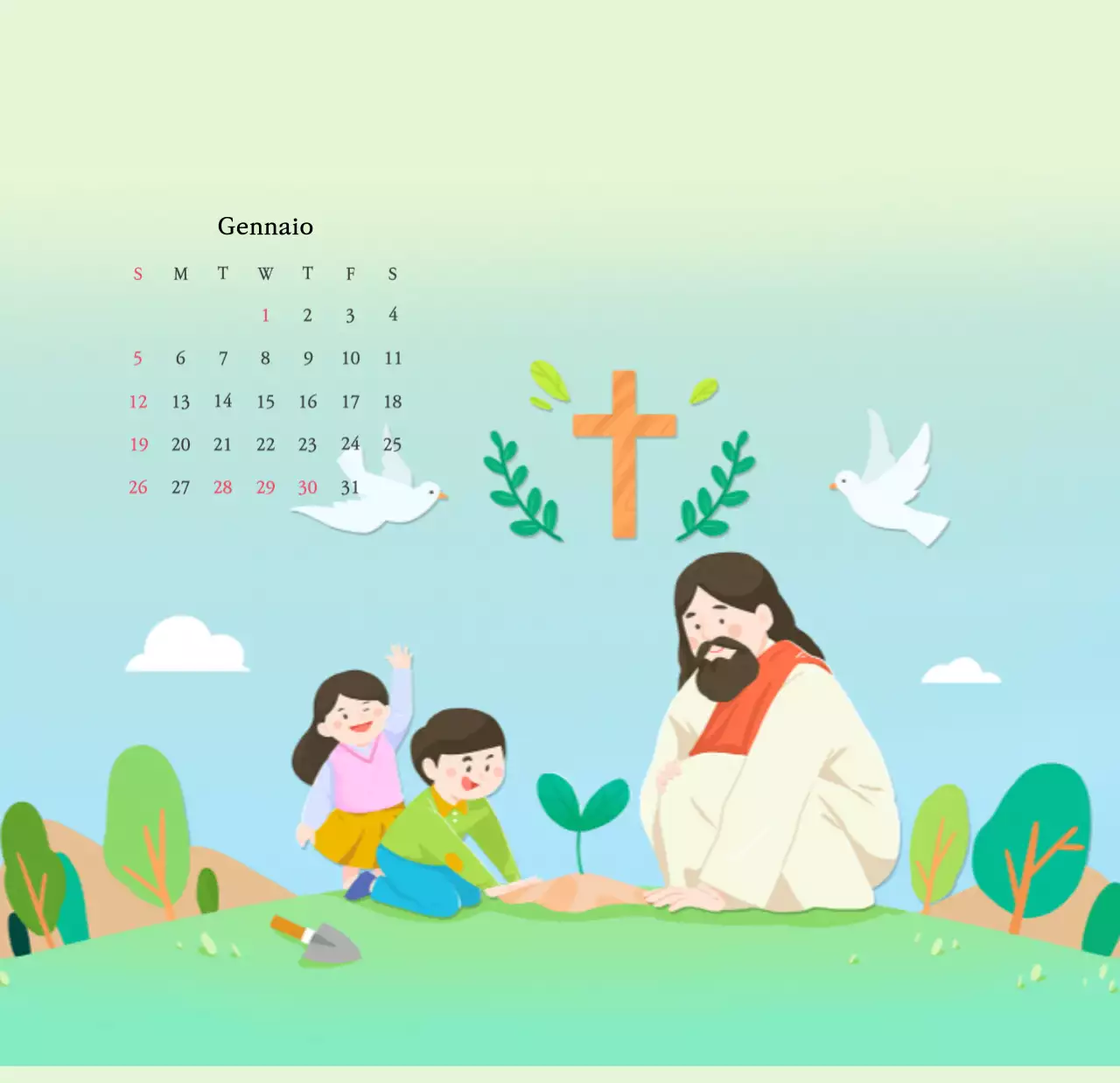 Colori caldiChiese con simpatiche illustrazioni