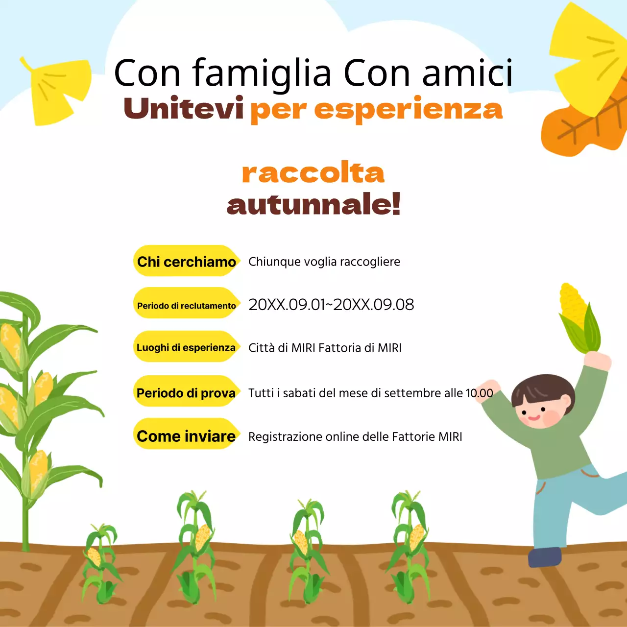 Raccolta di esperienze dell'autunno arancione