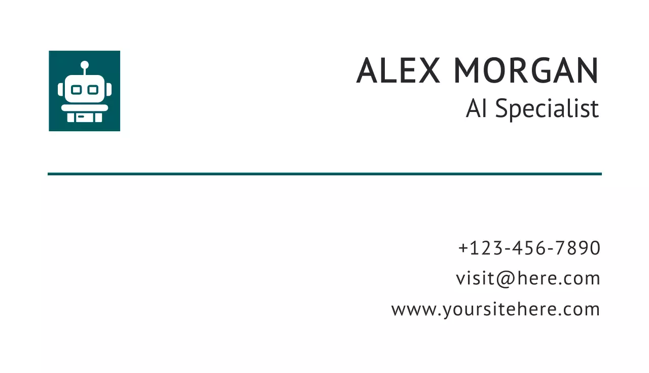 Teal Minimal Business Card