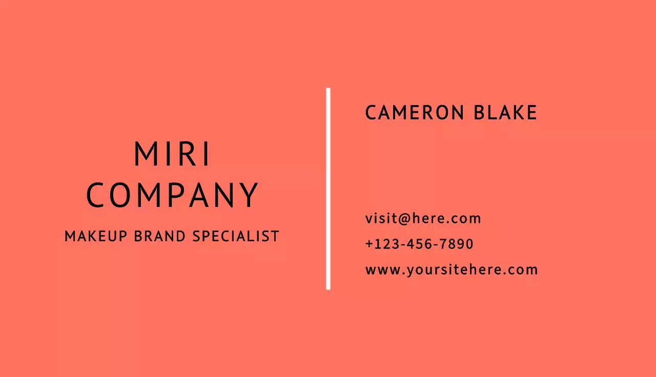 Coral Minimal Business Card