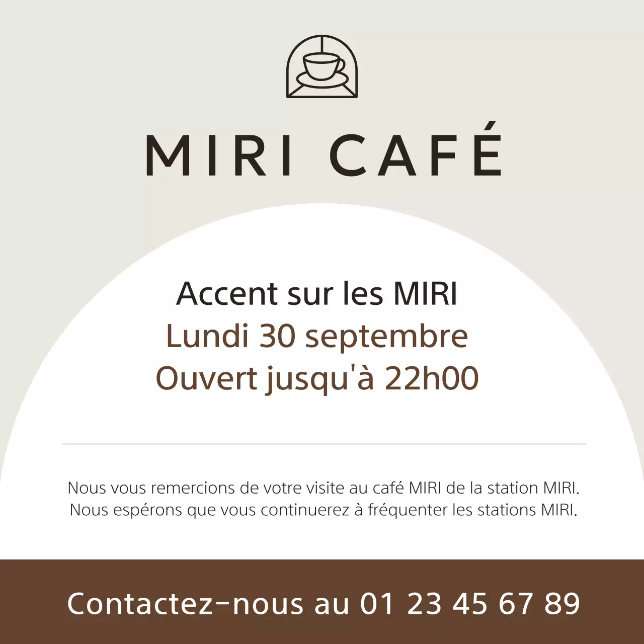 Un simple avis de fermeture de café beige