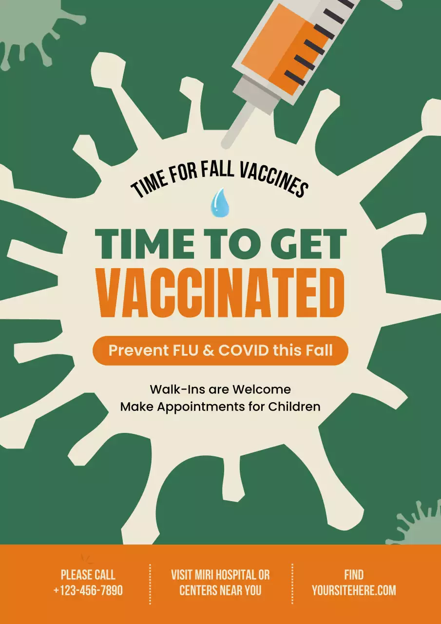 Green Modern Vaccination Announcement Poster