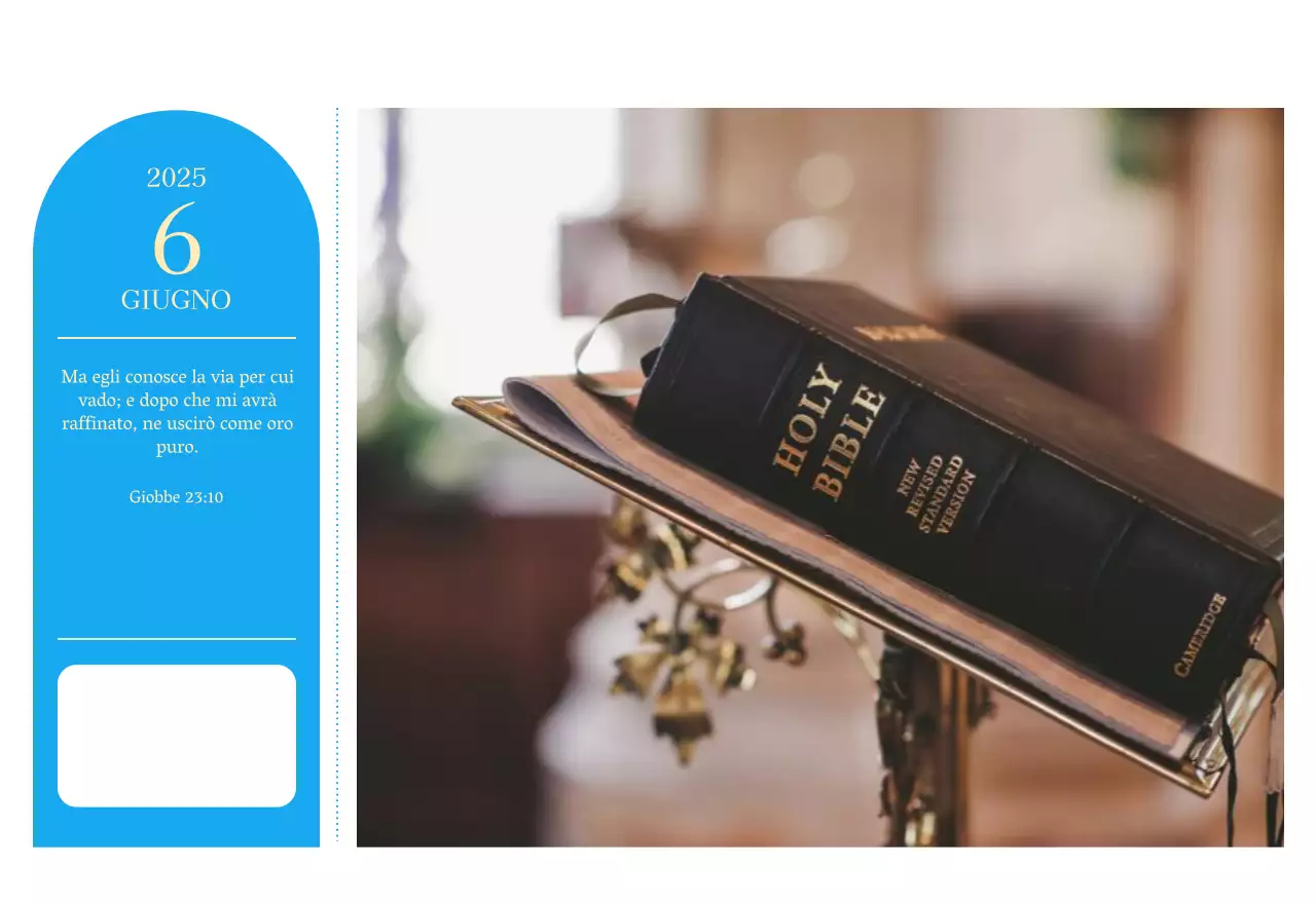 Calendario ecclesiastico blu di concezione moderna