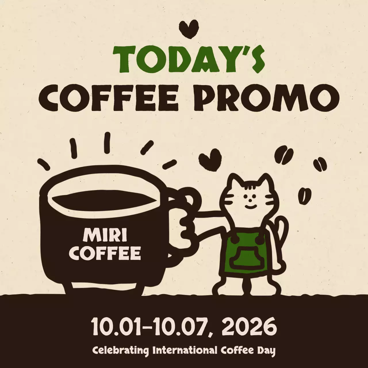 Beige Retro Coffee Promotion Social Media Post