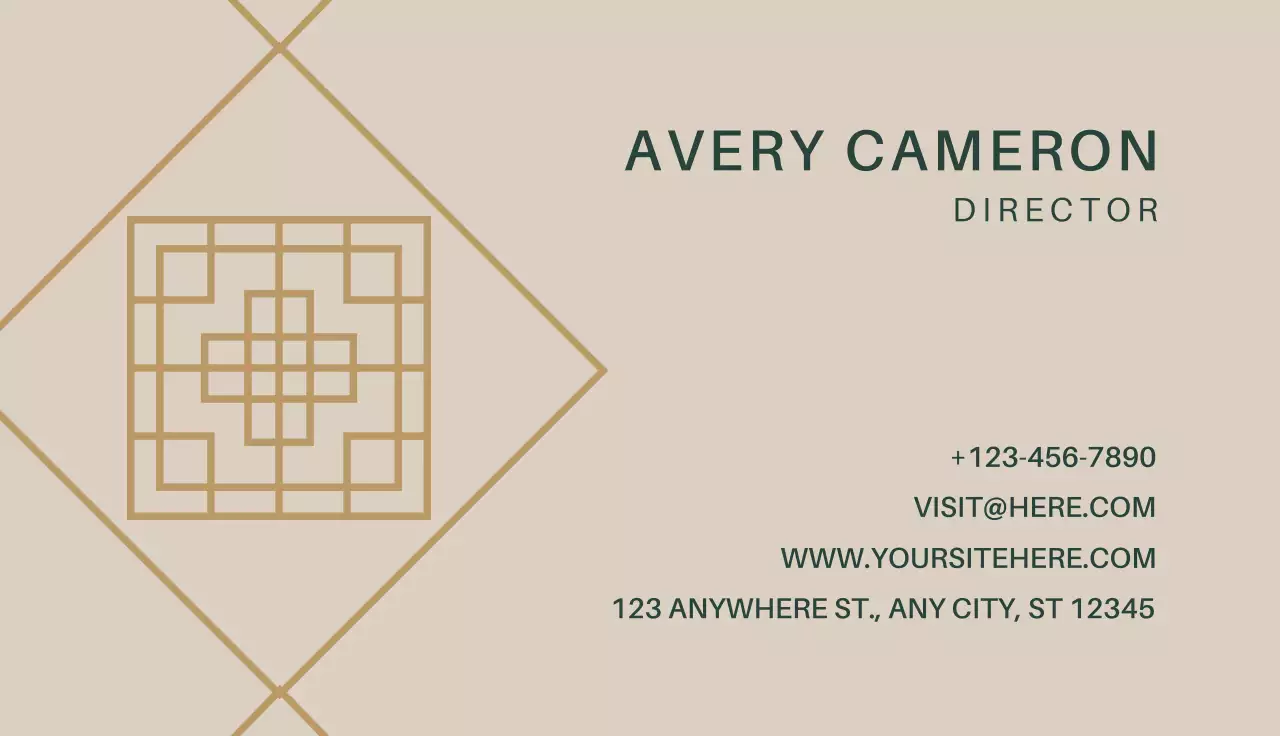 Beige Geometric Business Card