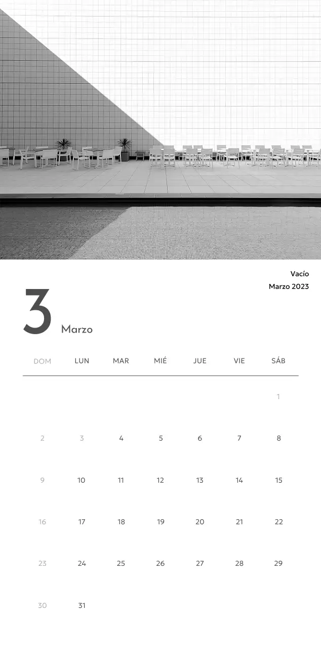 Un calendario fotográfico con un toque limpio y urbano