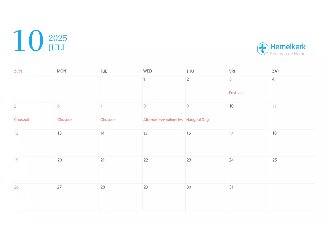 Blauw modern concept kerkkalender