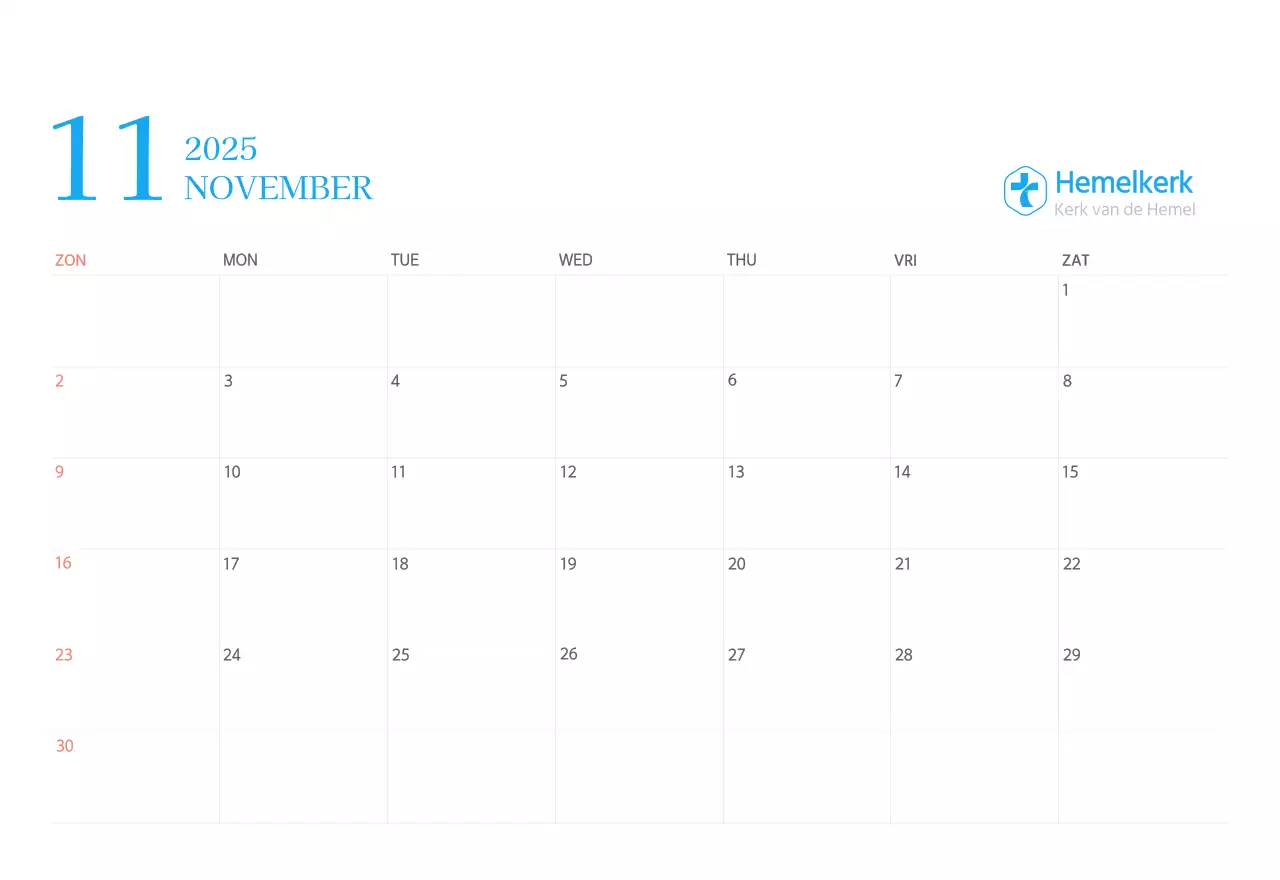 Blauw modern concept kerkkalender
