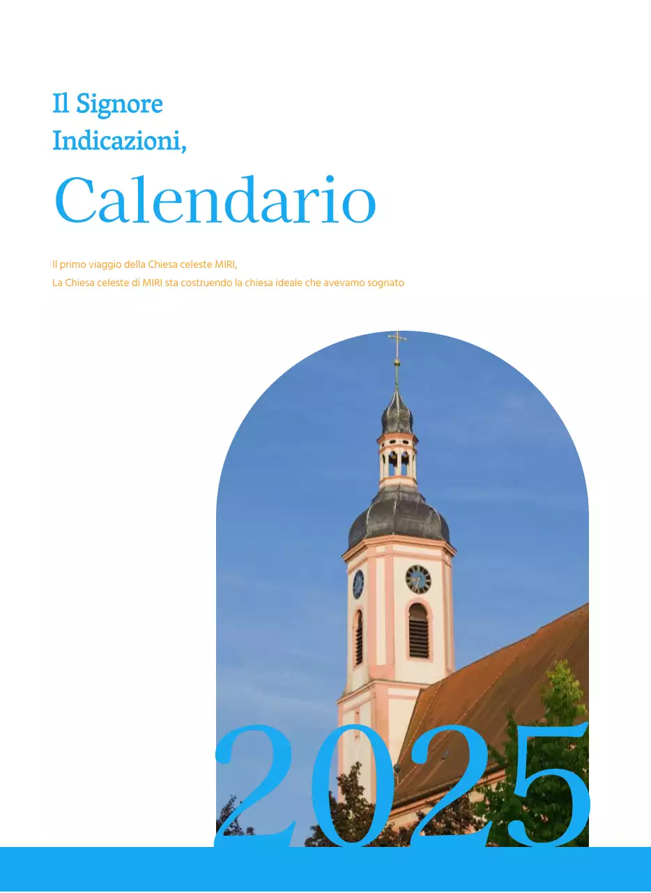 Calendario ecclesiastico blu di concezione moderna