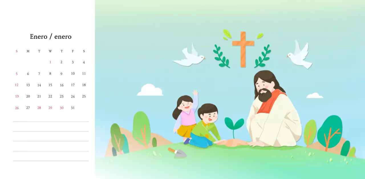 Colores cálidosIglesias con simpáticas ilustraciones