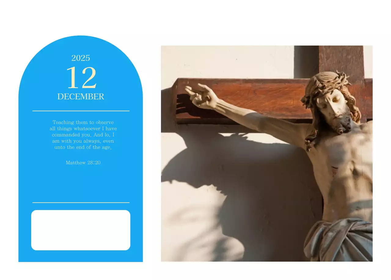 Blue modern concept church calendar
