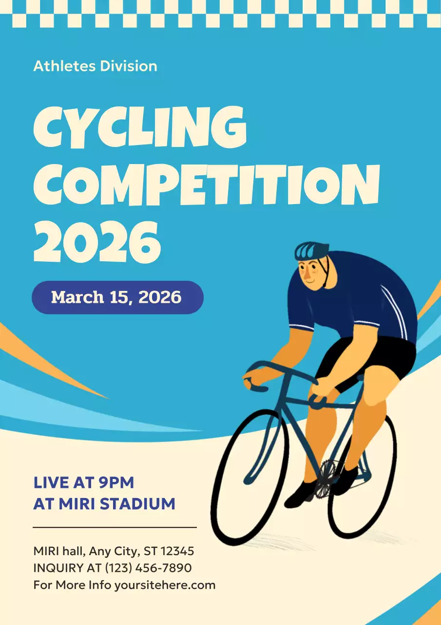 Blue Retro Cycling Event Poster