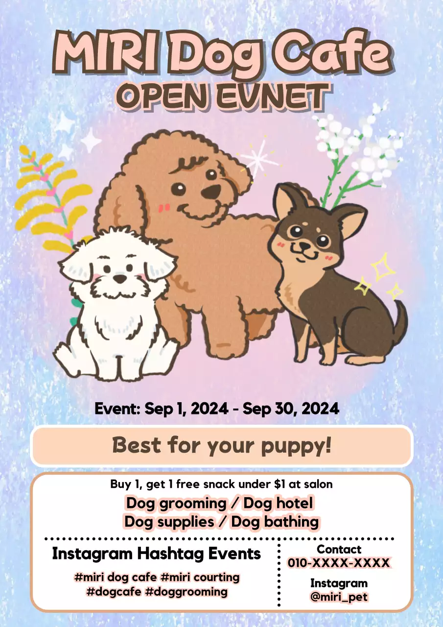 Blue Cute Dog Event Promotion Poster