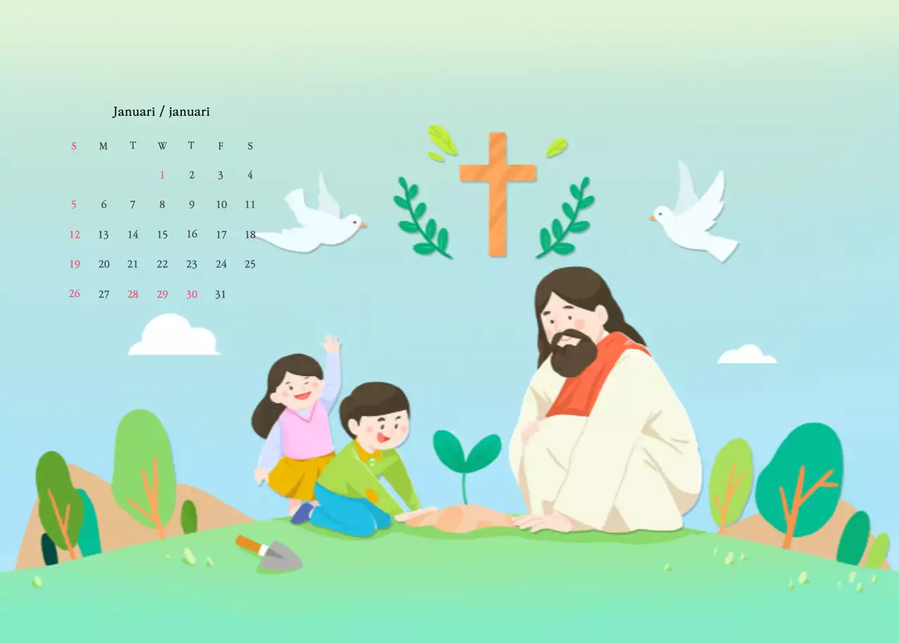 Warme kleurenKerken met schattige illustraties