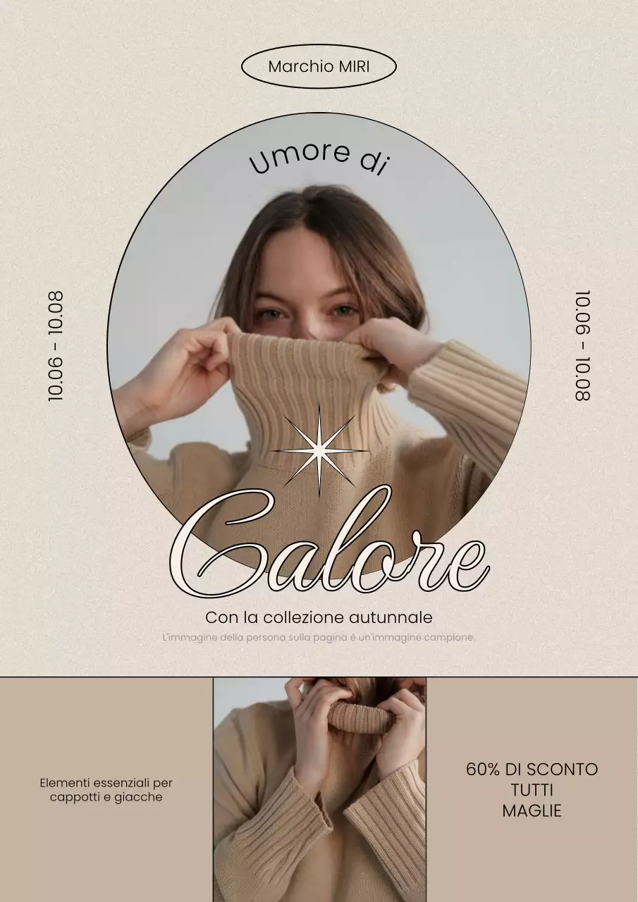 Promuovere un marchio di abbigliamento autunnale semplice in beige e nero