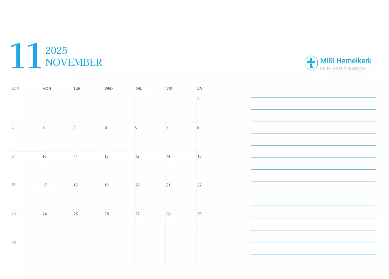 Blauw modern concept kerkkalender