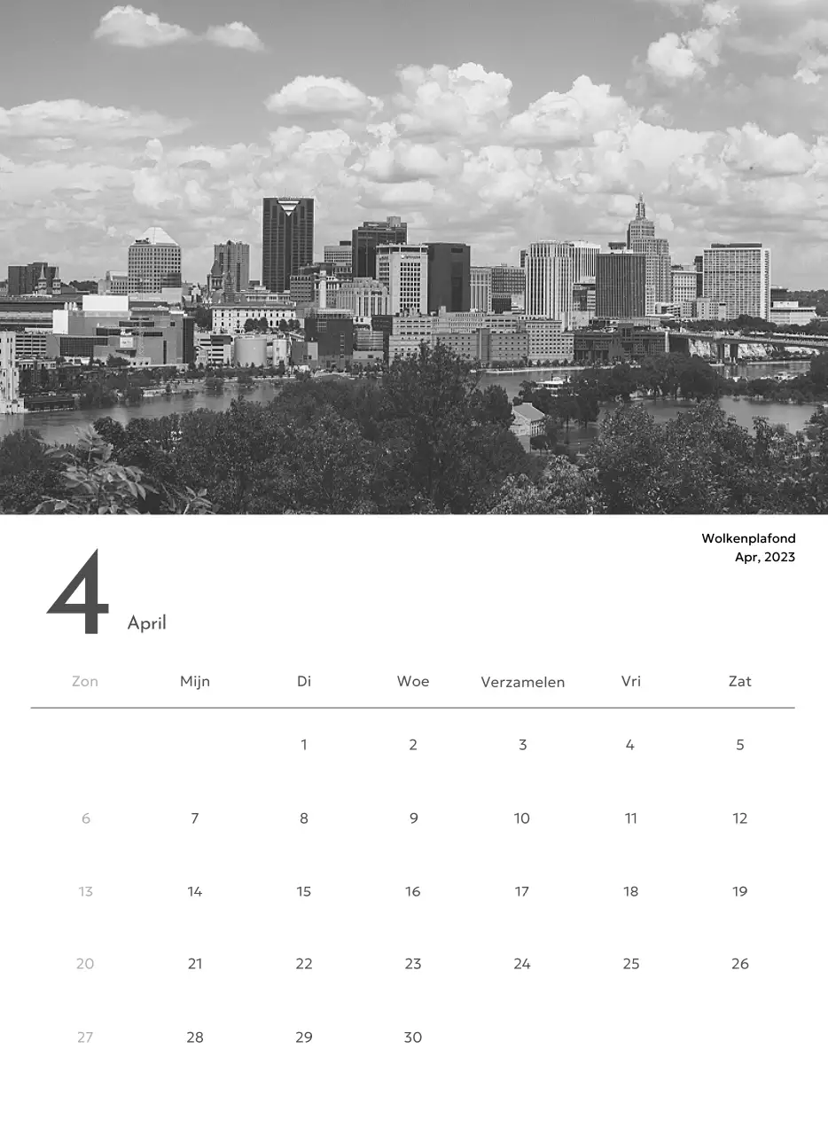 Een fotokalender met een strakke, stedelijke uitstraling
