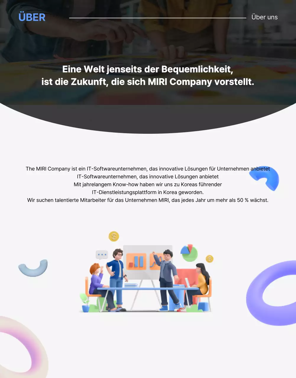 Ein sauberes blaues und gelbes Anschreiben zur Stellenausschreibung eines Unternehmens