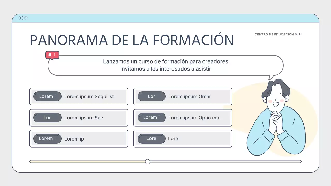 Sencilla guía de formación de creadores en blanco y azul claro