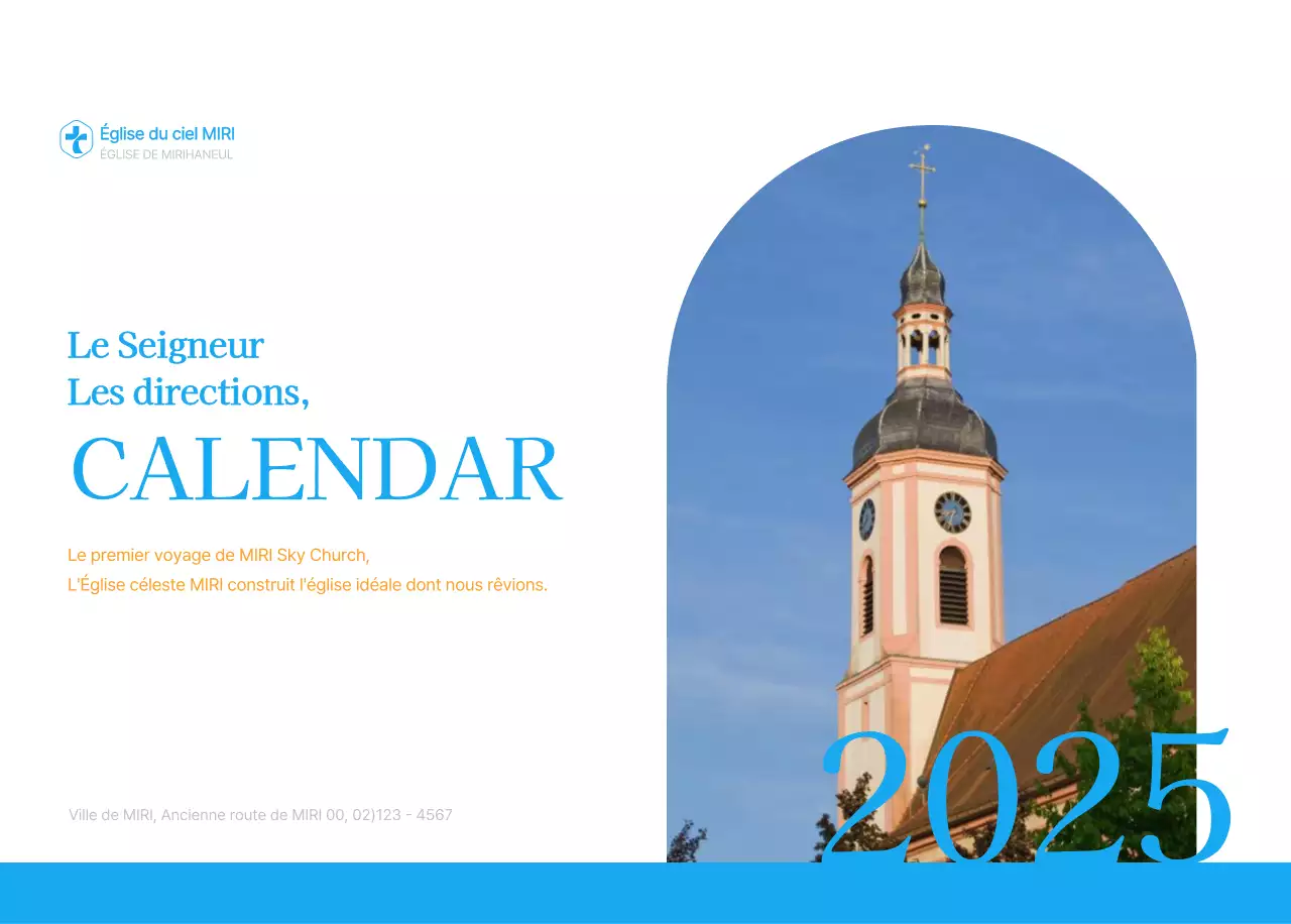 Calendrier d'église moderne bleu