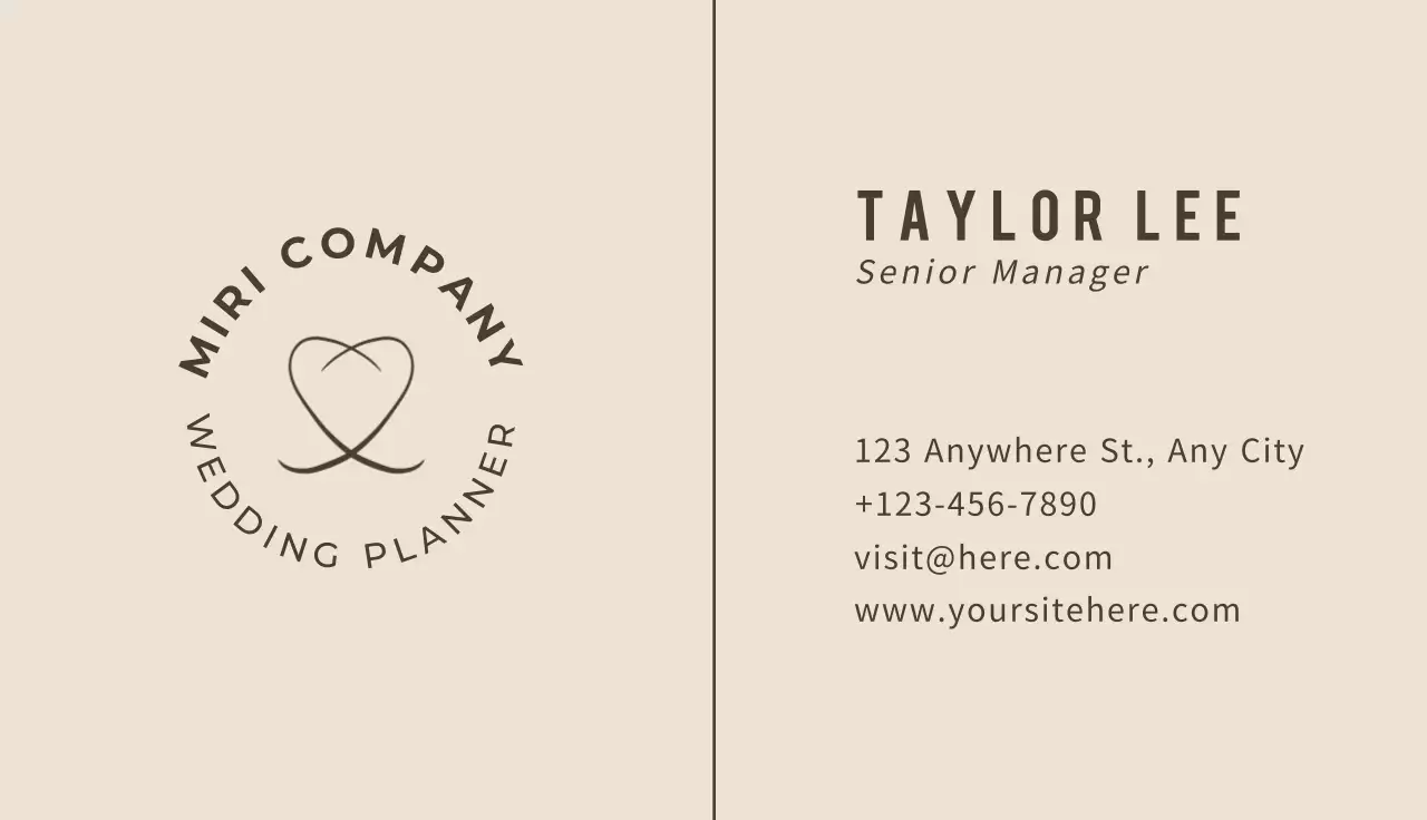 Beige Minimalist Wedding Business Card