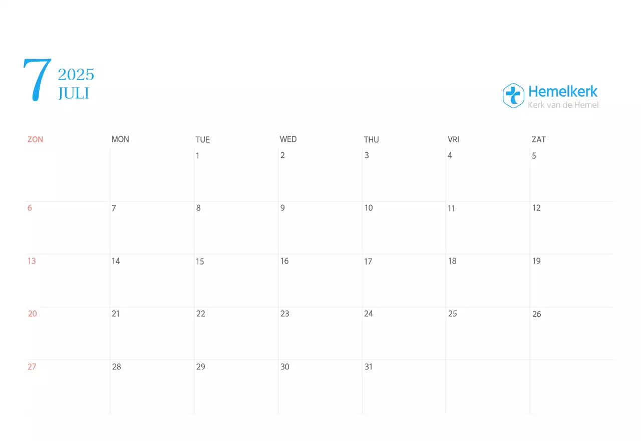 Blauw modern concept kerkkalender