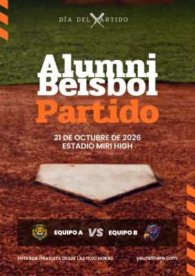 Promociona un sencillo partido de béisbol escolar en naranja y blanco