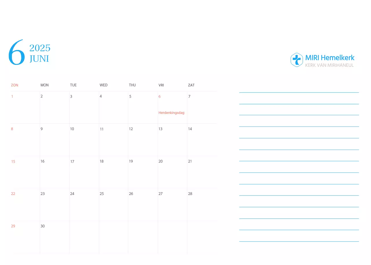 Blauw modern concept kerkkalender