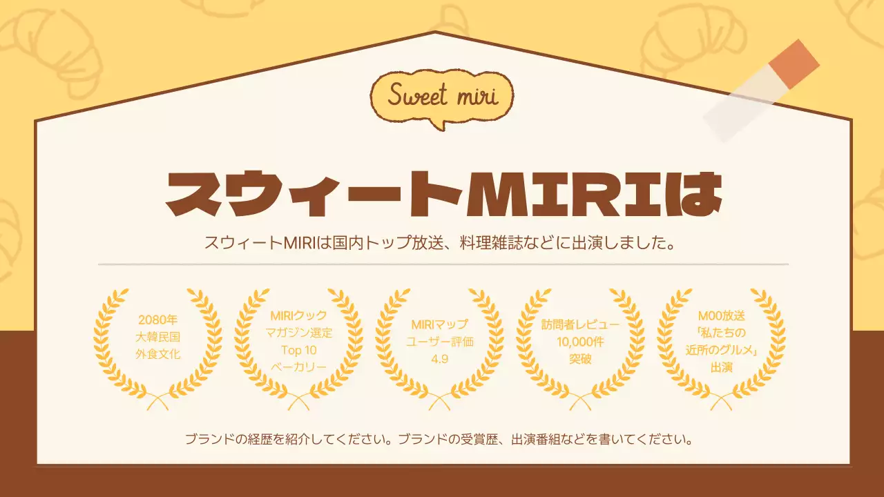 黄色 かわいい ベーカリー お知らせ プレゼンテーション