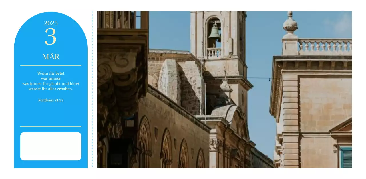 Blaues modernes Konzept Kirchenkalender