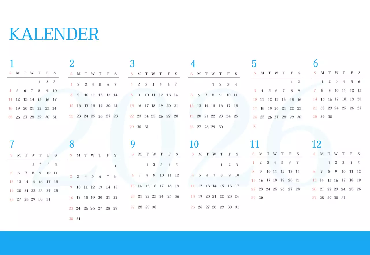 Blauw modern concept kerkkalender
