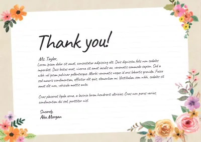 Beige Floral Thank You Card Poster