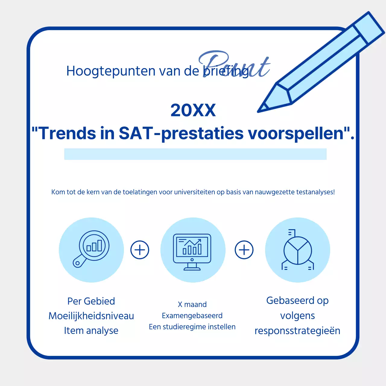 De eenvoudige briefing over de toelatingsstrategie van Blue promoten