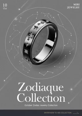 Cartaz promocional de joias elegantes cinza