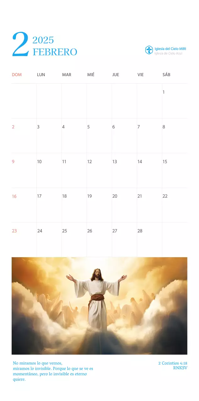 Calendario eclesiástico azul de concepto moderno