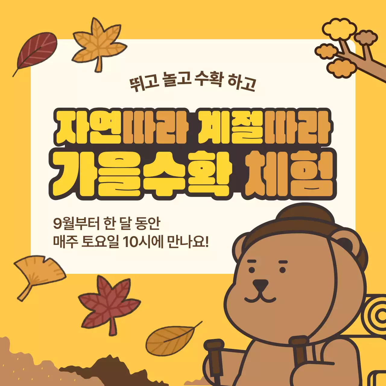 갈색의 따뜻한 가을 체험 홍보