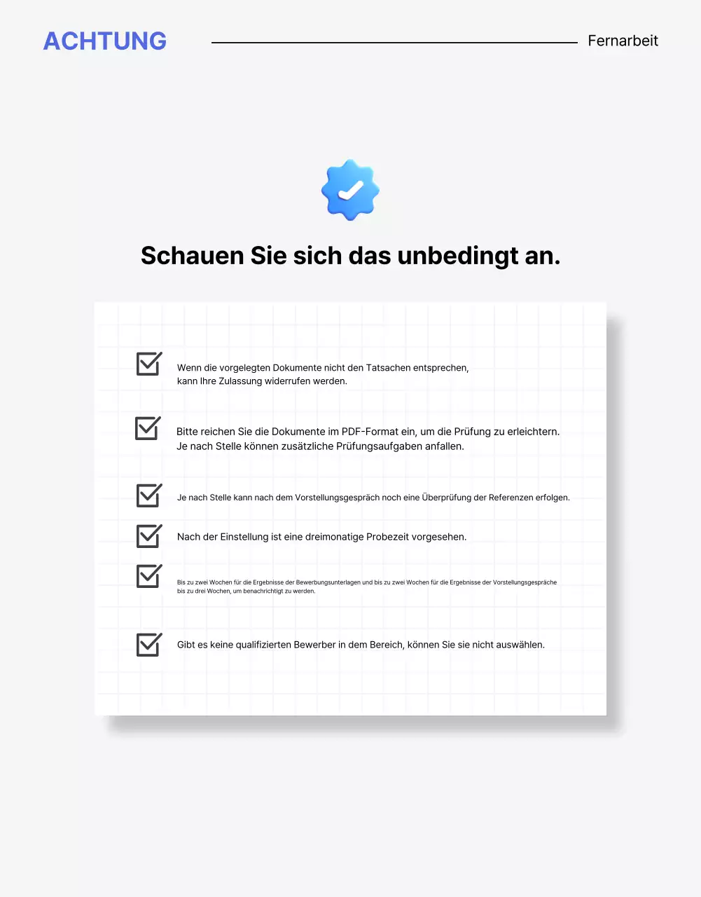 Ein sauberes blaues und gelbes Anschreiben zur Stellenausschreibung eines Unternehmens