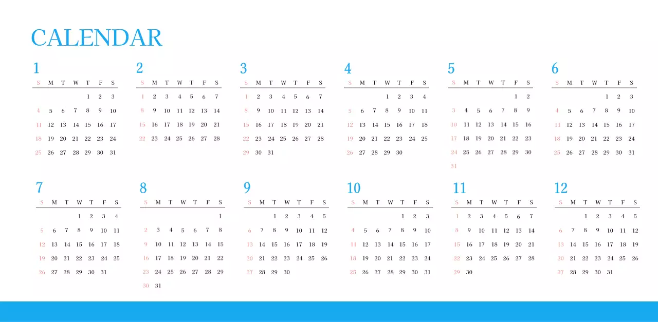 Calendrier d'église moderne bleu