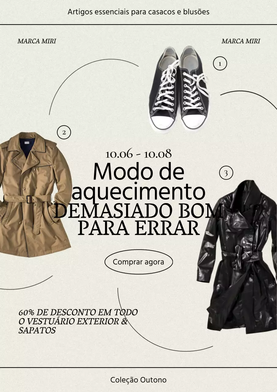 Anúncio de vestuário outonal moderno em marfim e preto