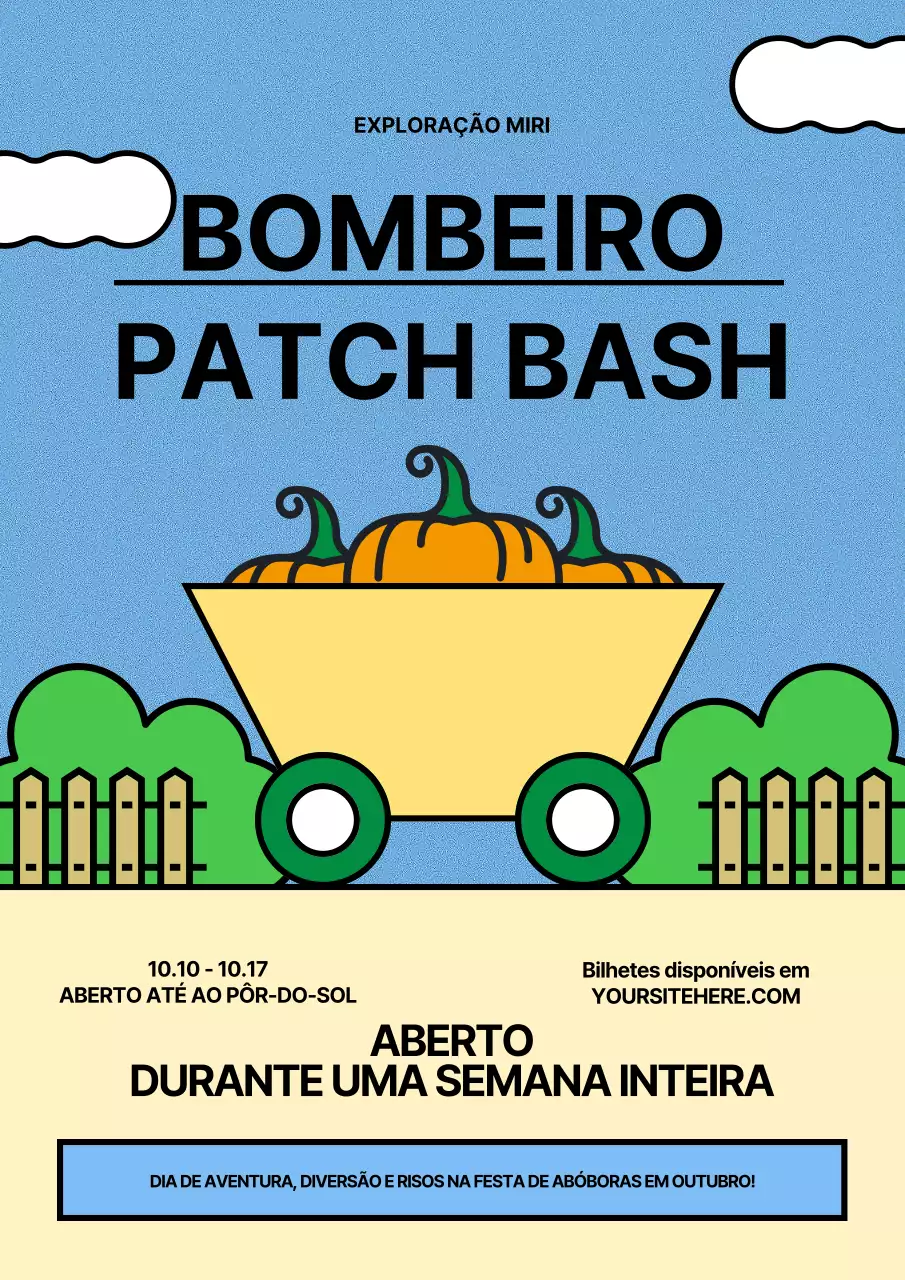 Promover o Festival do Patch de Abóboras Geométrico Azul e Amarelo