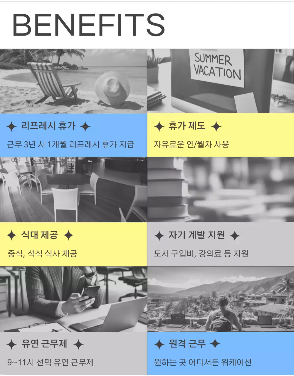 노랑과 하늘색의 미니멀한 회사 구인 공고