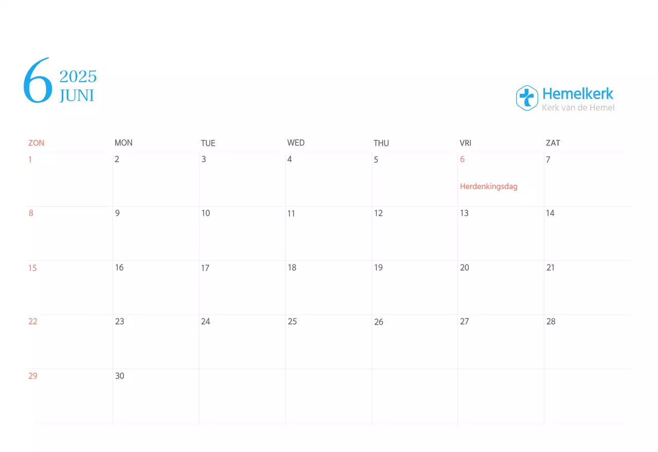 Blauw modern concept kerkkalender