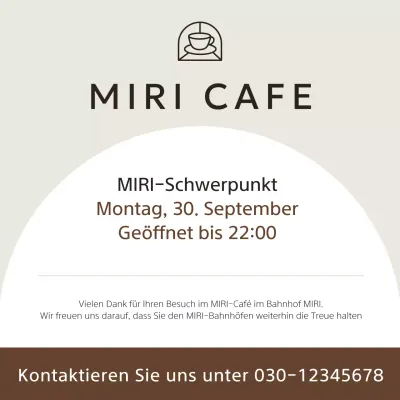 Eine einfache beigefarbene Bekanntmachung über die Schließung eines Cafés