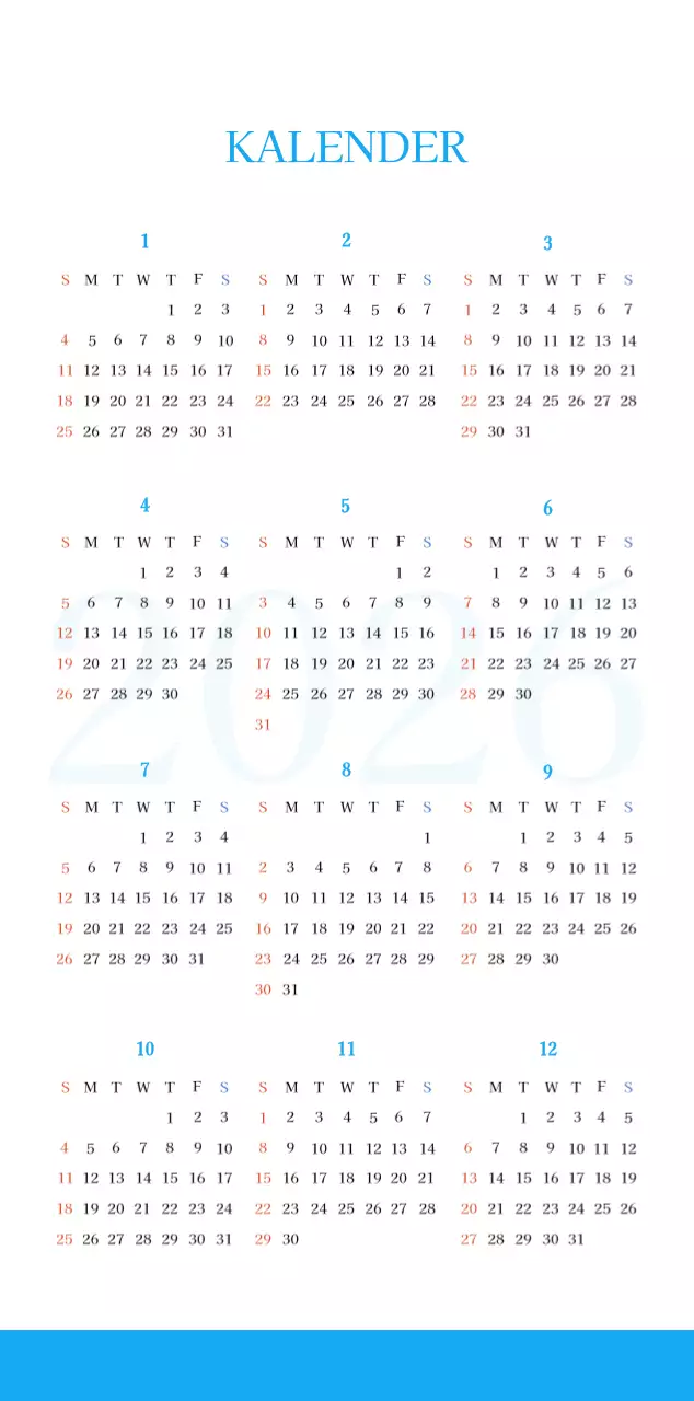 Blaues modernes Konzept Kirchenkalender