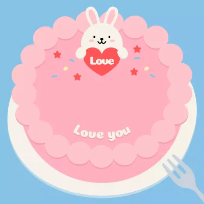 핑크색의 아기자기한 케이크 축하