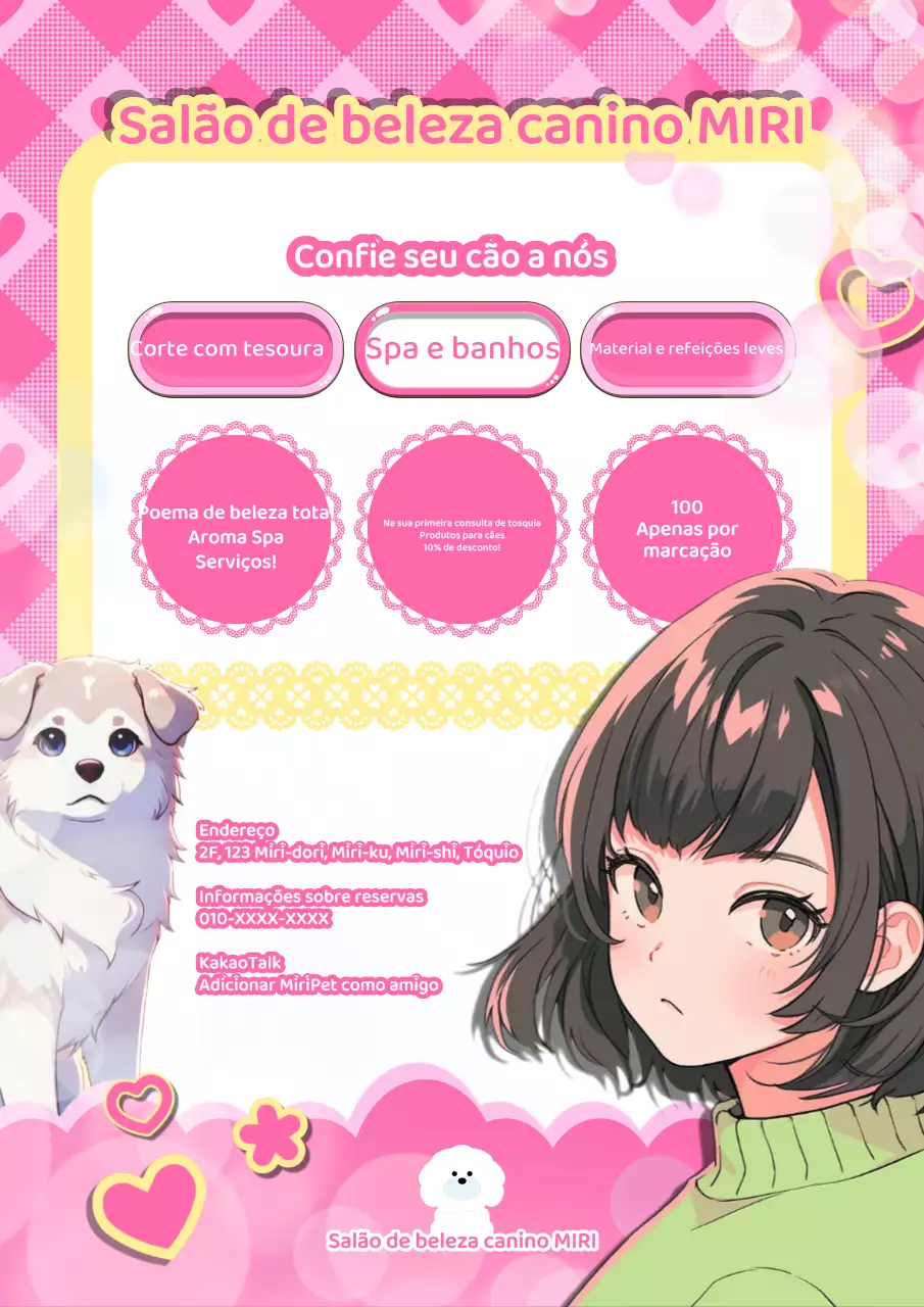Promover um salão de cabeleireiro para cães com um toque de cor-de-rosa