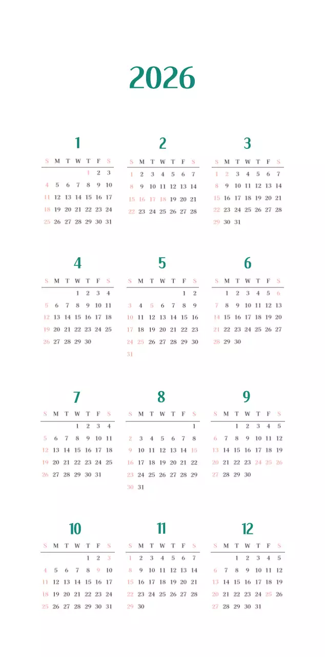 녹색 사진 프레임의 병원 달력