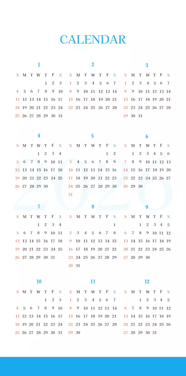 Calendrier d'église moderne bleu
