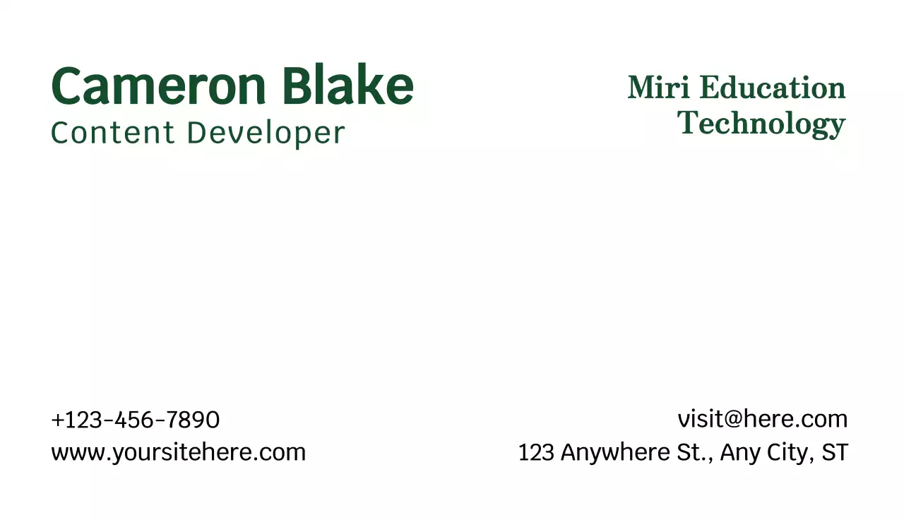 Green Simple Business Card
